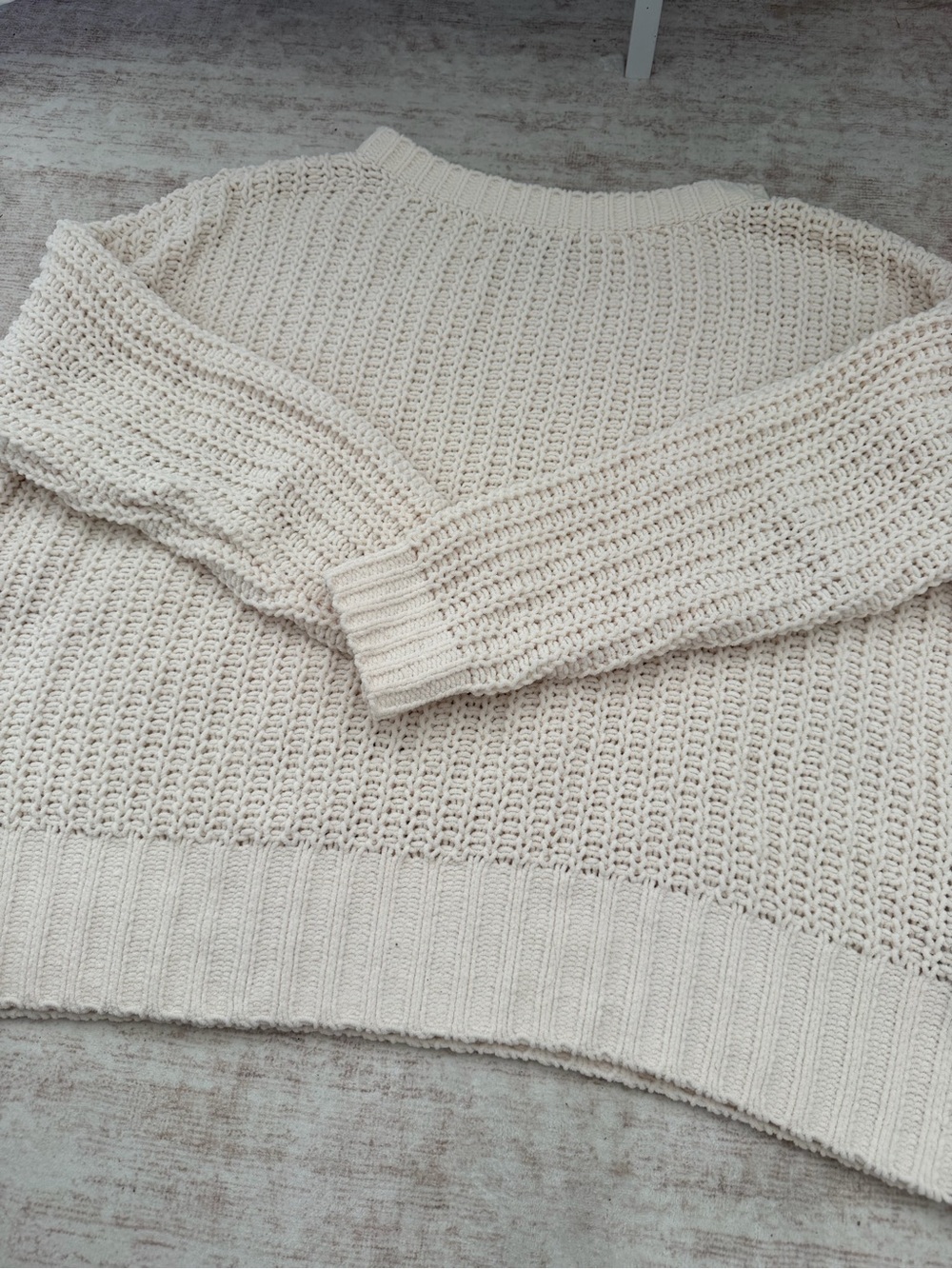 Cream Chunky Knit Women's Sweater - Classic Crewneck